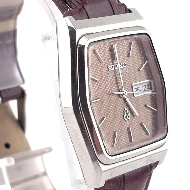 【電池交換済・ヴィンテージ・ベルト交換】SEIKO セイコー／ロードクオーツ 7853-5020／クォーツ／ステンレス・フェイクレザー／シルバー・ゴールド・ワインレッド
