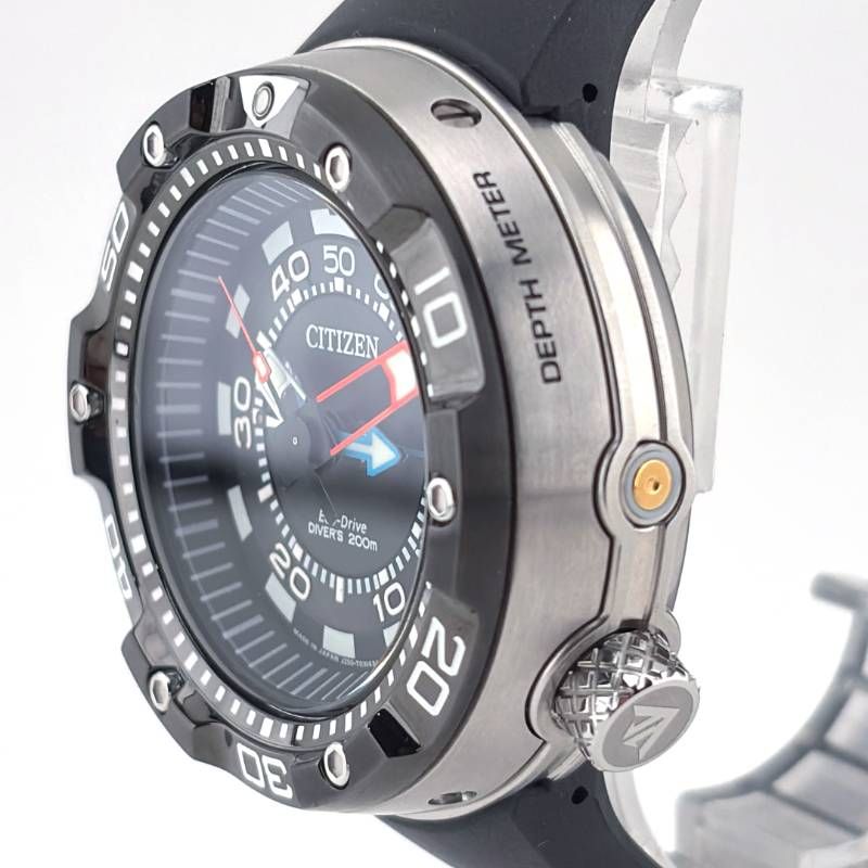 【美品】CITIZEN シチズン／エコドライブ プロマスターアクアランド J250-S092183／ソーラークォーツ／ステンレス・ラバー／シルバー・ブラック