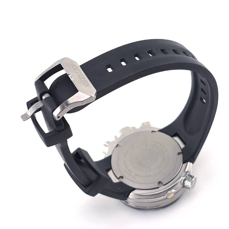 【美品】CITIZEN シチズン／エコドライブ プロマスターアクアランド J250-S092183／ソーラークォーツ／ステンレス・ラバー／シルバー・ブラック