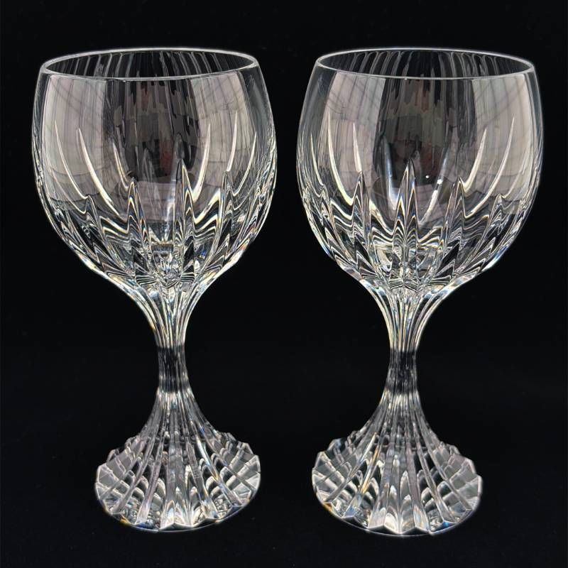 【美品・箱付き】BACCARAT バカラ／マッセナ ペア ワイングラス／クリスタルグラス／クリア／BC683