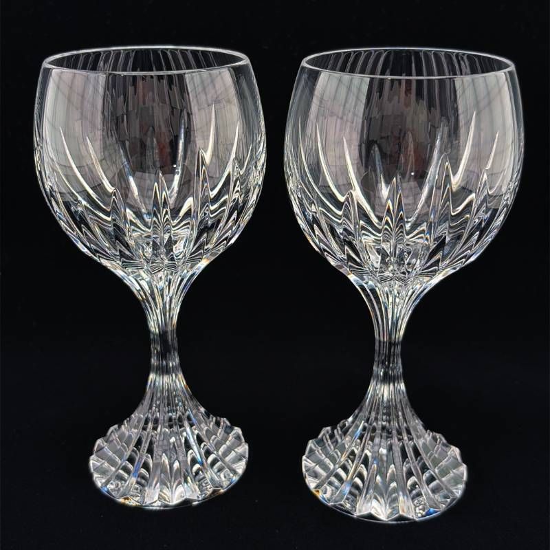 【美品・箱付き】BACCARAT バカラ／マッセナ ペア ワイングラス／クリスタルグラス／クリア／BC683