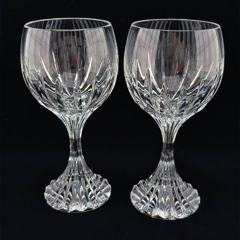 【美品・箱付き】BACCARAT バカラ／マッセナ ペア ワイングラス／クリスタルグラス／クリア／BC683