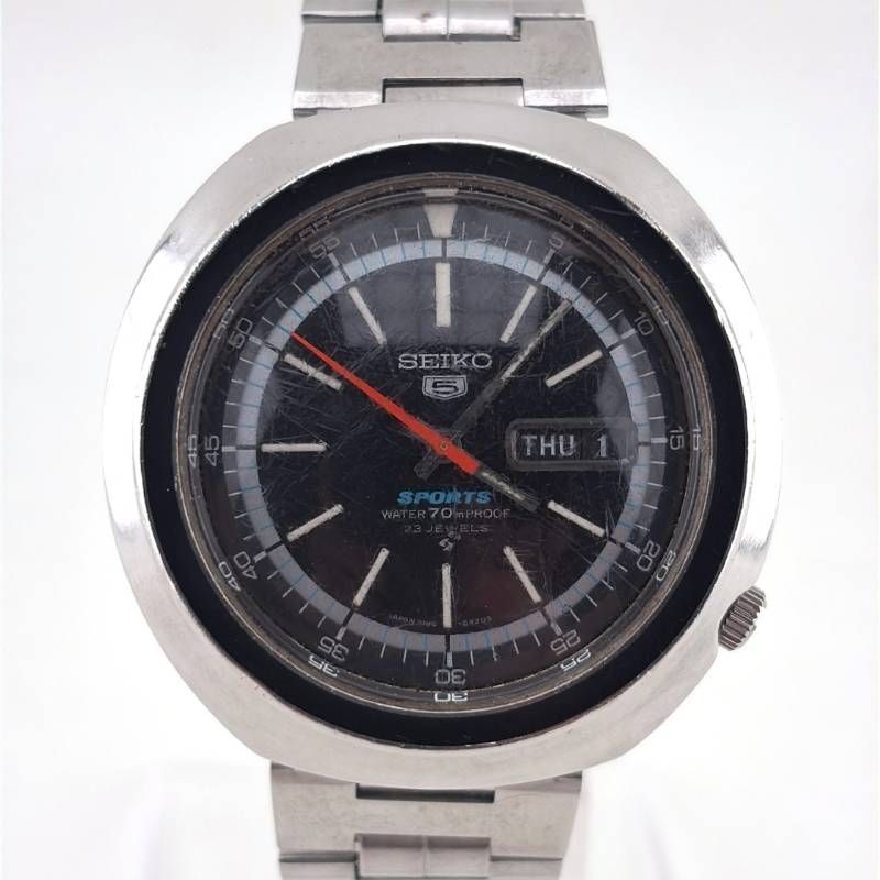 【希少・ヴィンテージ・訳あり】SEIKO セイコー／セイコー5 UFOケース 6106-6430／自動巻き／ステンレス／シルバー・ブラック
