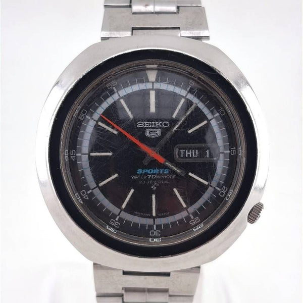 【希少・ヴィンテージ・訳あり】SEIKO セイコー／セイコー5 UFOケース 6106-6430／自動巻き／ステンレス／シルバー・ブラック