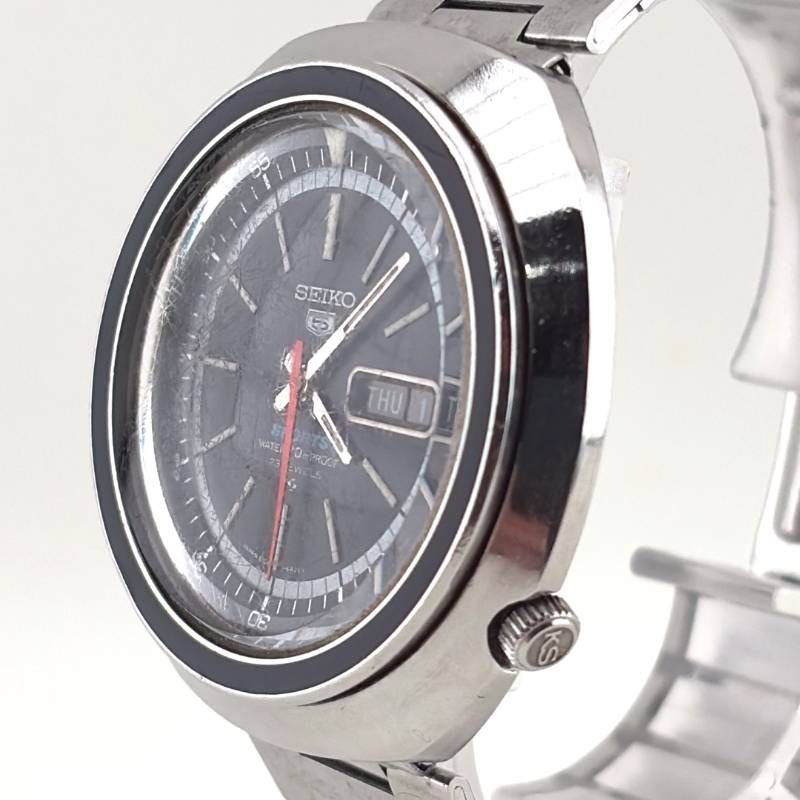 【希少・ヴィンテージ・訳あり】SEIKO セイコー／セイコー5 UFOケース 6106-6430／自動巻き／ステンレス／シルバー・ブラック