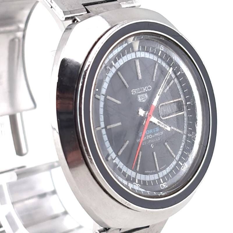 【希少・ヴィンテージ・訳あり】SEIKO セイコー／セイコー5 UFOケース 6106-6430／自動巻き／ステンレス／シルバー・ブラック