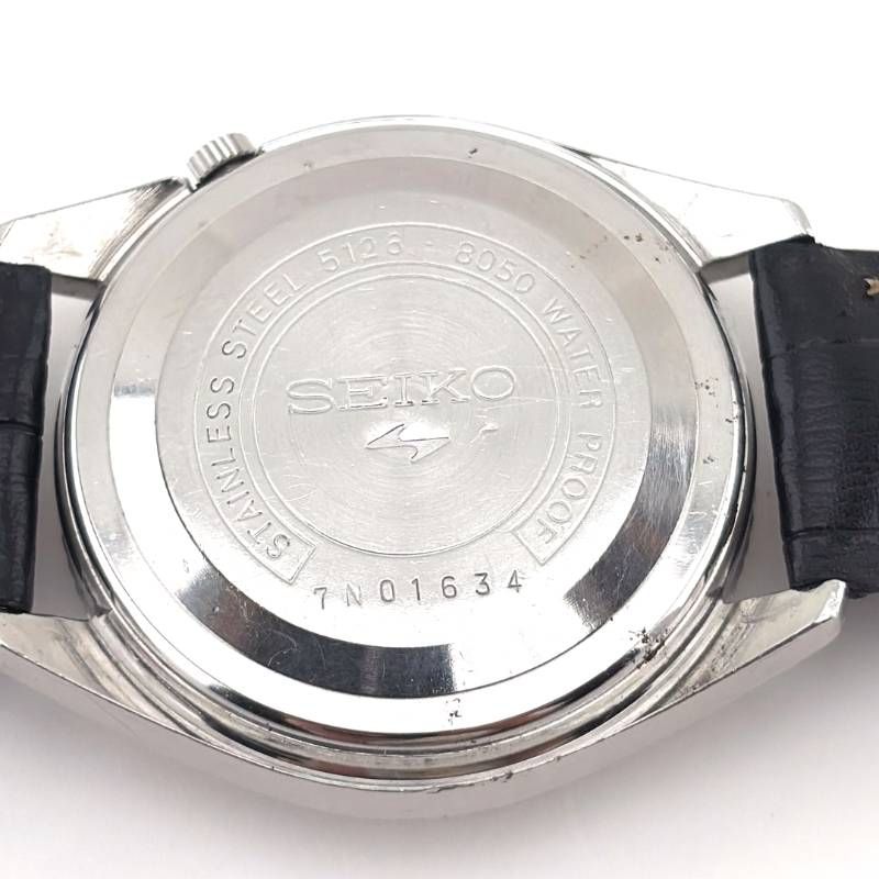 【希少・ヴィンテージ・ベルト交換】SEIKO セイコー／セイコー5 フルーテッドベゼル 5126-8050／自動巻き／ステンレス・フェイクレザー／シルバー・ブラック