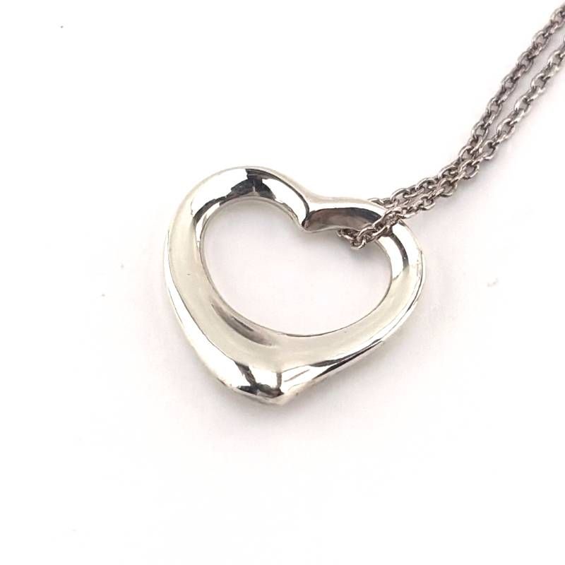 【美品・箱・保管袋付き】TIFFANY & CO. ティファニー／オープンハート ネックレス／SV925／シルバー