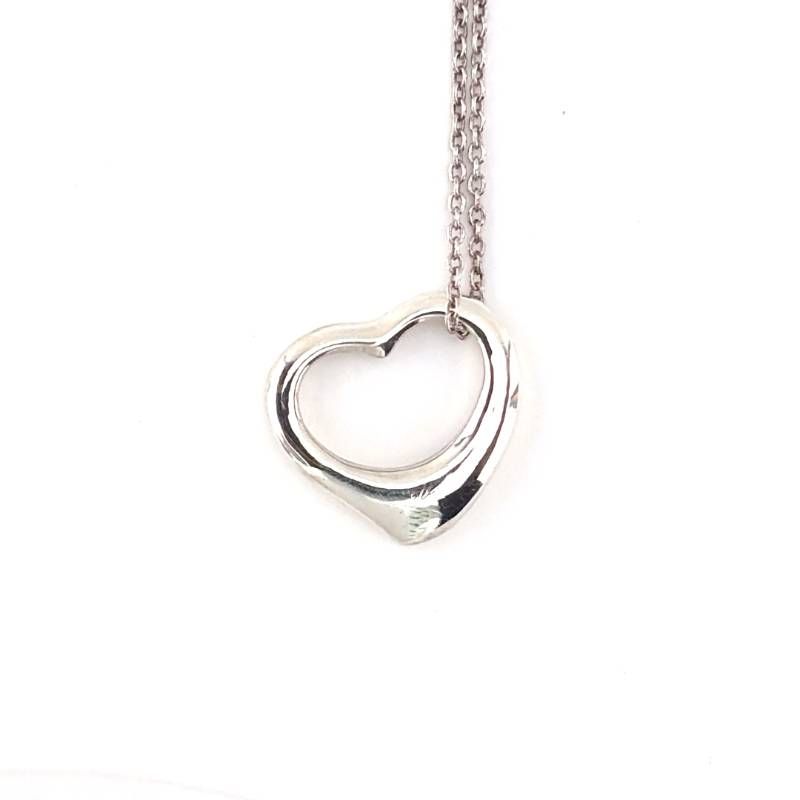 【美品・箱・保管袋付き】TIFFANY & CO. ティファニー／オープンハート ネックレス／SV925／シルバー
