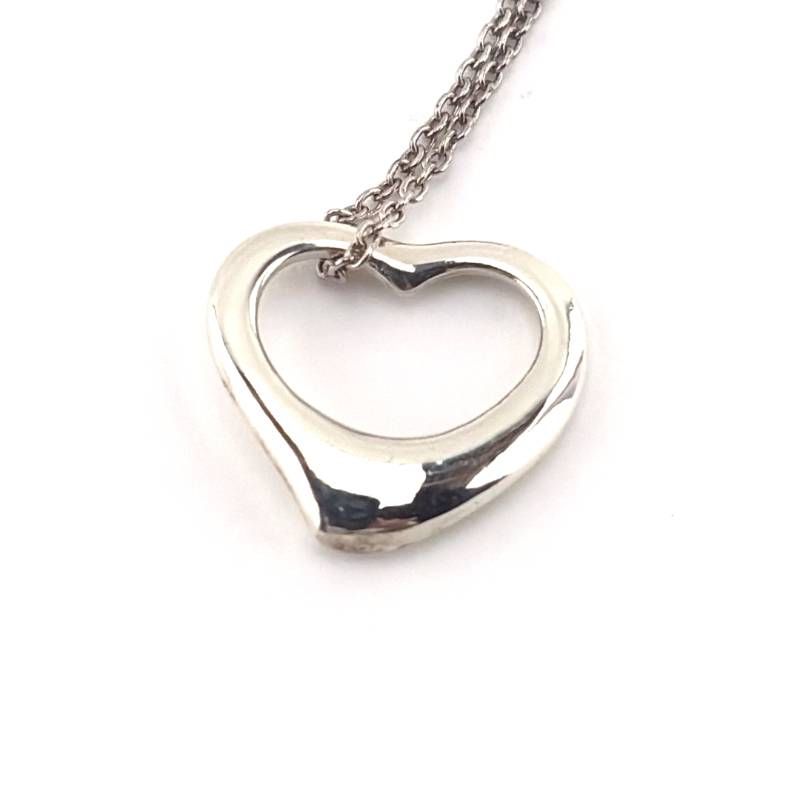 【美品・箱・保管袋付き】TIFFANY & CO. ティファニー／オープンハート ネックレス／SV925／シルバー
