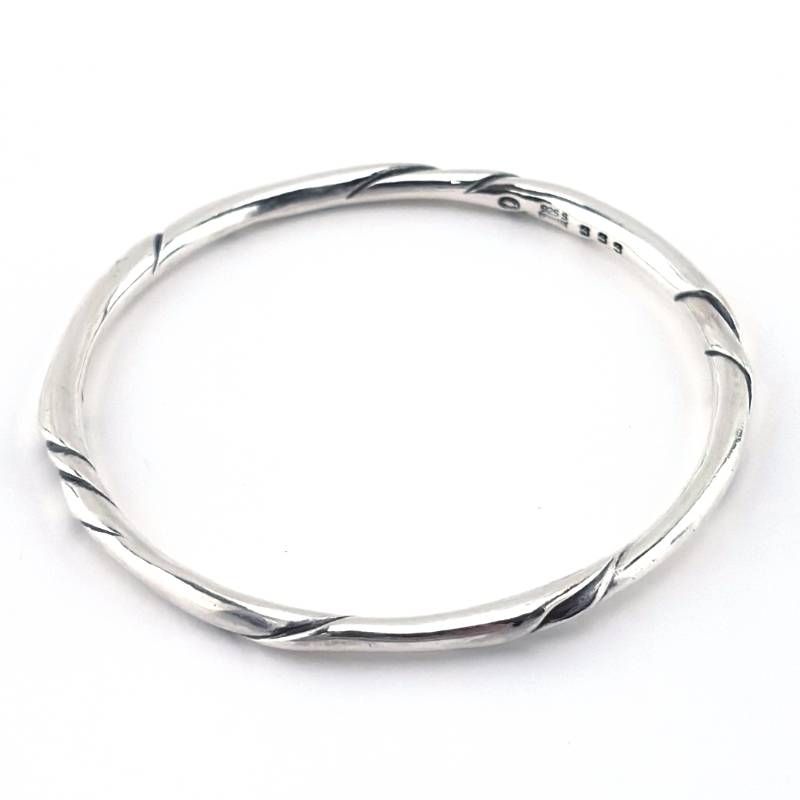【ヴィンテージ・美品】GEORG JENSEN ジョージジェンセン／#333 オーレ・コルソウデザイン スターリングシルバー ブレスレット バングル／腕周り約19cm／SV925／シルバー