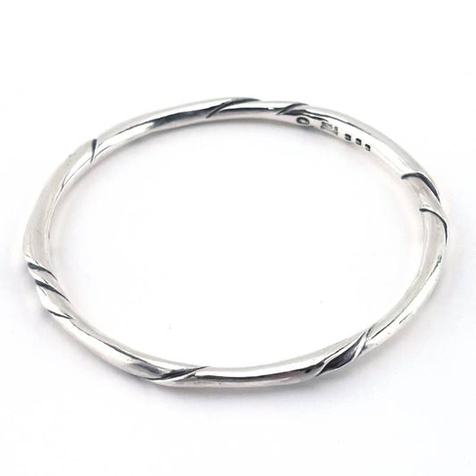 【ヴィンテージ・美品】GEORG JENSEN ジョージジェンセン／#333 オーレ・コルソウデザイン スターリングシルバー ブレスレット バングル／腕周り約19cm／SV925／シルバー