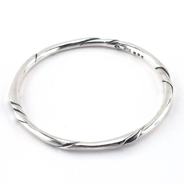 【ヴィンテージ・美品】GEORG JENSEN ジョージジェンセン／#333 オーレ・コルソウデザイン スターリングシルバー ブレスレット バングル／腕周り約19cm／SV925／シルバー