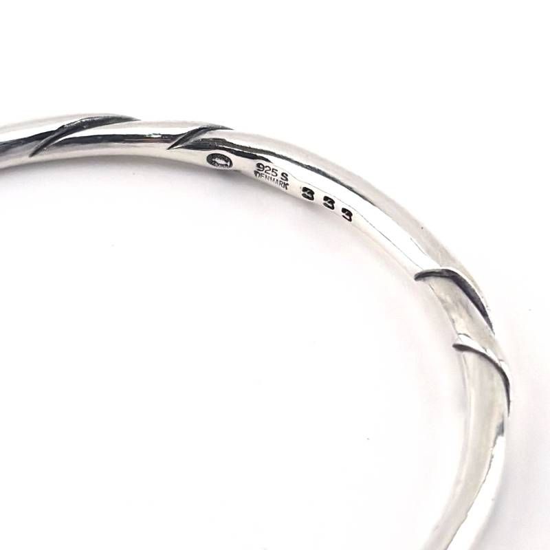 【ヴィンテージ・美品】GEORG JENSEN ジョージジェンセン／#333 オーレ・コルソウデザイン スターリングシルバー ブレスレット バングル／腕周り約19cm／SV925／シルバー
