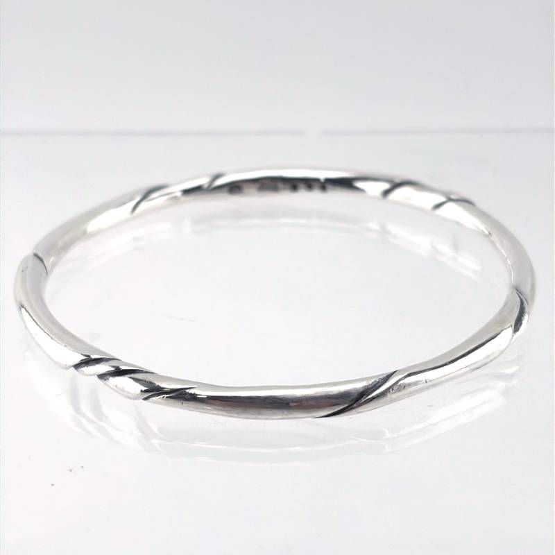 【ヴィンテージ・美品】GEORG JENSEN ジョージジェンセン／#333 オーレ・コルソウデザイン スターリングシルバー ブレスレット バングル／腕周り約19cm／SV925／シルバー
