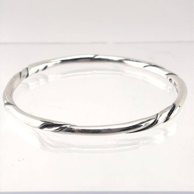 【ヴィンテージ・美品】GEORG JENSEN ジョージジェンセン／#333 オーレ・コルソウデザイン スターリングシルバー ブレスレット バングル／腕周り約19cm／SV925／シルバー