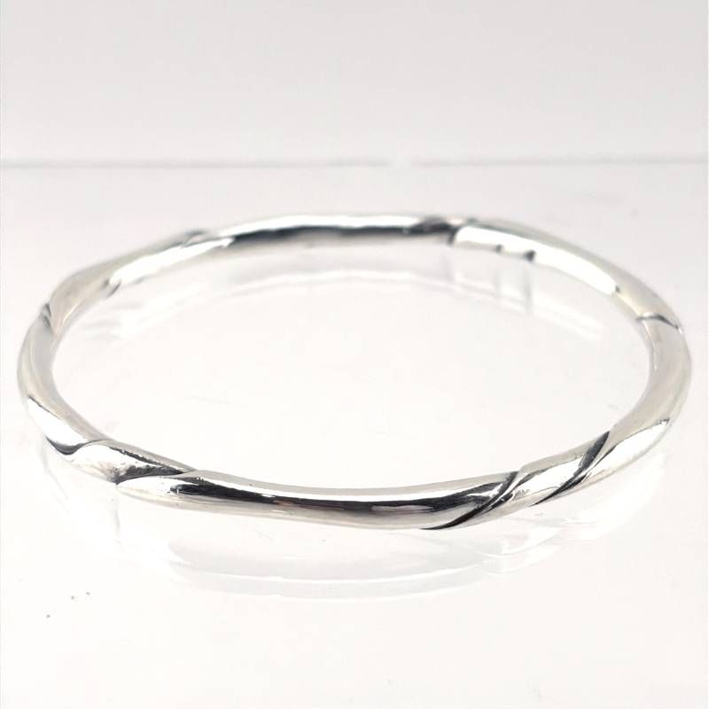 【ヴィンテージ・美品】GEORG JENSEN ジョージジェンセン／#333 オーレ・コルソウデザイン スターリングシルバー ブレスレット バングル／腕周り約19cm／SV925／シルバー