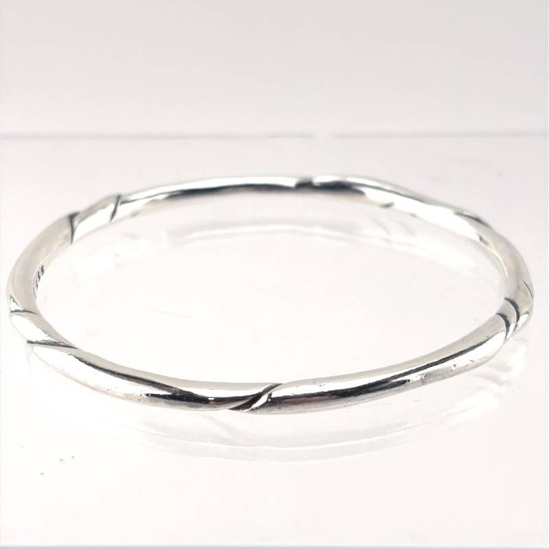 【ヴィンテージ・美品】GEORG JENSEN ジョージジェンセン／#333 オーレ・コルソウデザイン スターリングシルバー ブレスレット バングル／腕周り約19cm／SV925／シルバー