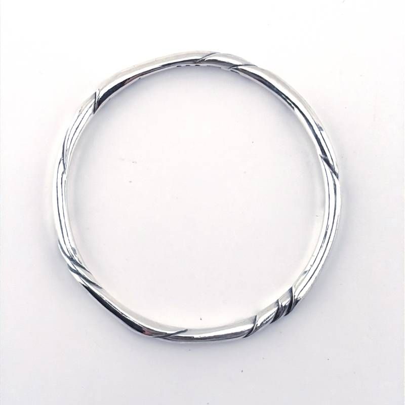 【ヴィンテージ・美品】GEORG JENSEN ジョージジェンセン／#333 オーレ・コルソウデザイン スターリングシルバー ブレスレット バングル／腕周り約19cm／SV925／シルバー