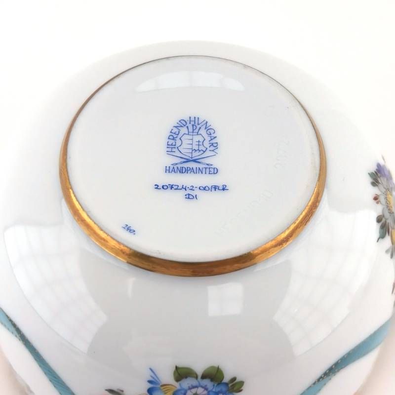 【美品・箱付き】HEREND ヘレンド／フラワーリボン カップ＆ソーサー／ポーセリン／マルチカラー