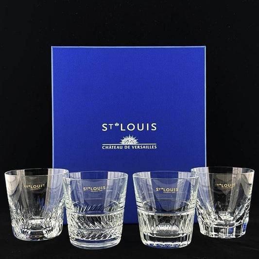 【美品・箱・リボン付き】SAINT-LOUIS サンルイ／キングスホールセット タンブラー4種／クリスタルグラス／クリア