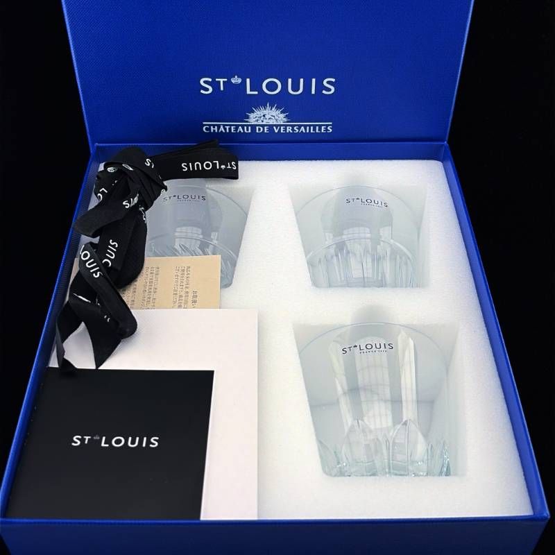 【美品・箱・リボン付き】SAINT-LOUIS サンルイ／キングスホールセット タンブラー4種／クリスタルグラス／クリア