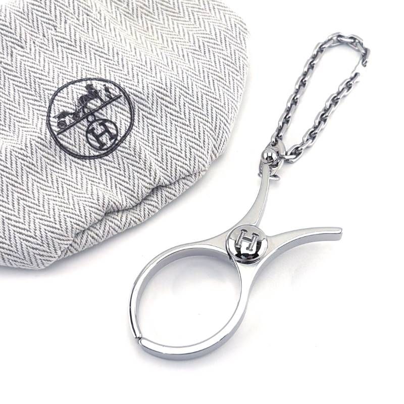 【美品・保管袋付き】HERMES エルメス／フィルー グローブホルダー／メタル／シルバー