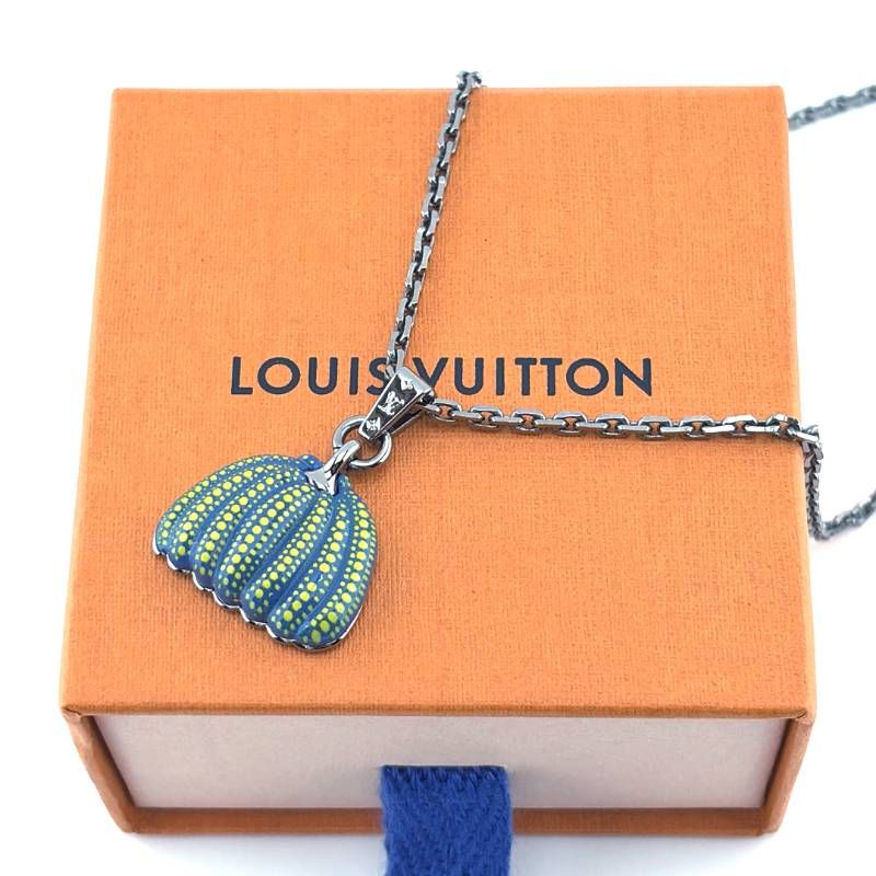 【希少・美品・ケース・保管袋付き】LOUIS VUITTON ルイヴィトン／YK 草間彌生 パンプキン メタル ネックレス M01139／メタル／シルバー・グリーンブルー・イエロー