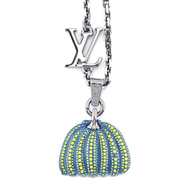 【希少・美品・ケース・保管袋付き】LOUIS VUITTON ルイヴィトン／YK 草間彌生 パンプキン メタル ネックレス M01139／メタル／シルバー・グリーンブルー・イエロー
