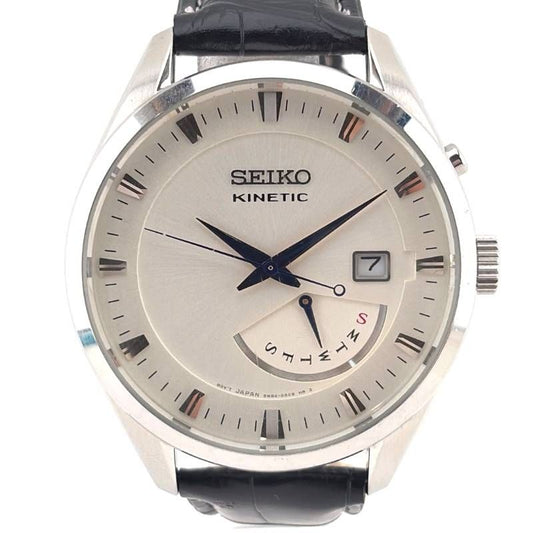 【ベルト交換】SEIKO セイコー／キネティック 5M84-0AB0／オートクォーツ／ステンレス・フェイクレザー／シルバー・ホワイト・ブラック