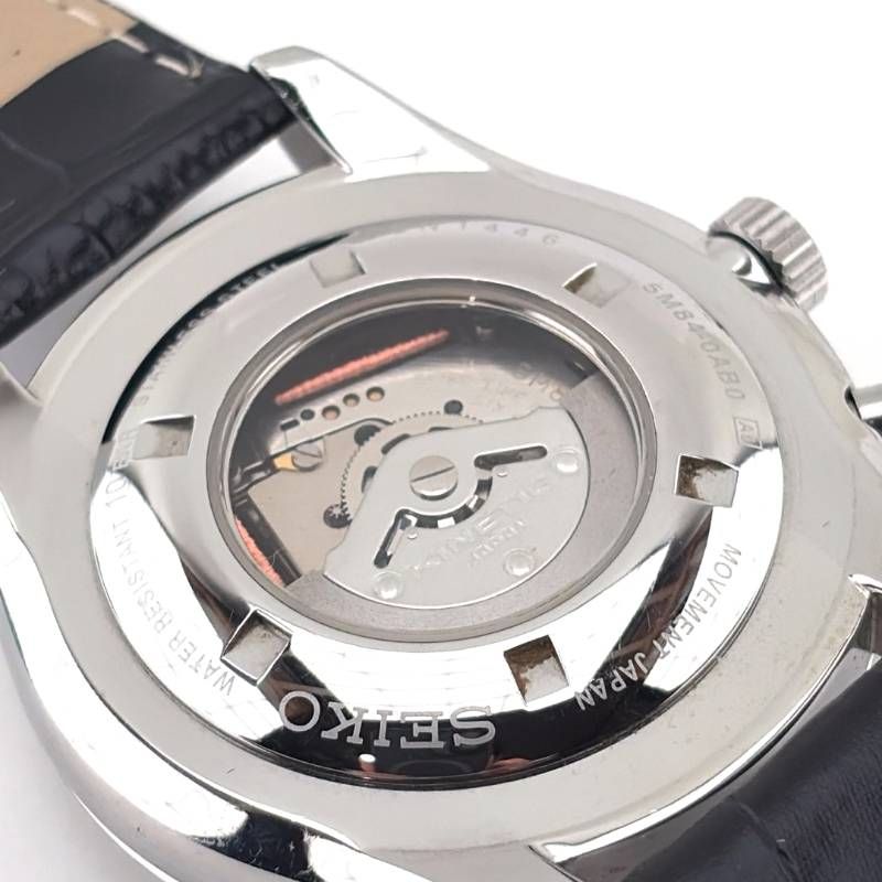 【ベルト交換】SEIKO セイコー／キネティック 5M84-0AB0／オートクォーツ／ステンレス・フェイクレザー／シルバー・ホワイト・ブラック