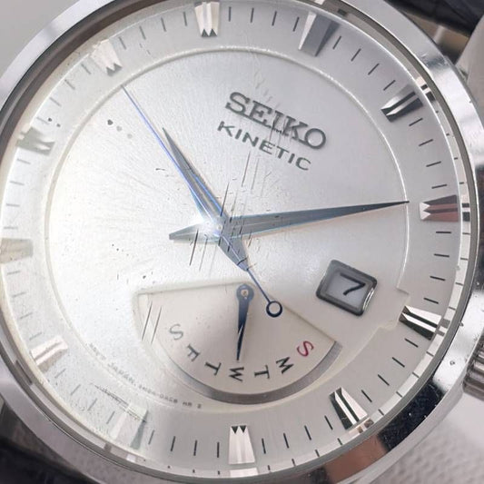 【ベルト交換】SEIKO セイコー／キネティック 5M84-0AB0／オートクォーツ／ステンレス・フェイクレザー／シルバー・ホワイト・ブラック