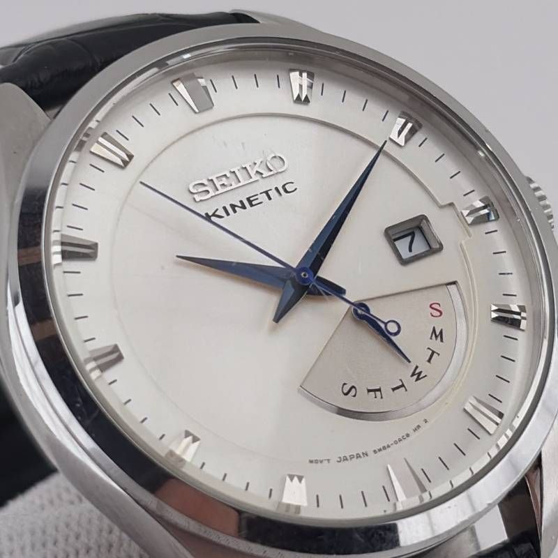 【ベルト交換】SEIKO セイコー／キネティック 5M84-0AB0／オートクォーツ／ステンレス・フェイクレザー／シルバー・ホワイト・ブラック