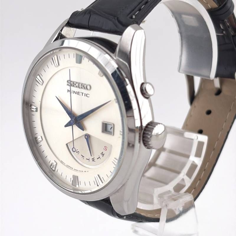 【ベルト交換】SEIKO セイコー／キネティック 5M84-0AB0／オートクォーツ／ステンレス・フェイクレザー／シルバー・ホワイト・ブラック
