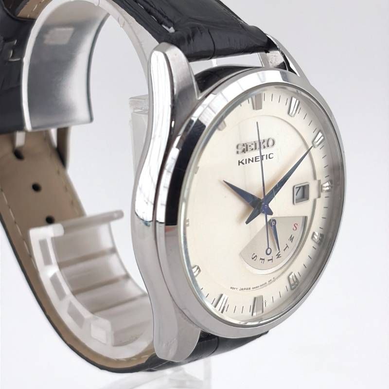【ベルト交換】SEIKO セイコー／キネティック 5M84-0AB0／オートクォーツ／ステンレス・フェイクレザー／シルバー・ホワイト・ブラック