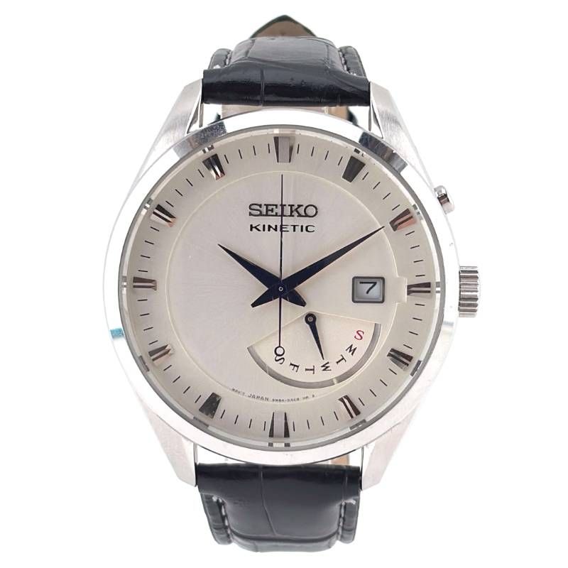 【ベルト交換】SEIKO セイコー／キネティック 5M84-0AB0／オートクォーツ／ステンレス・フェイクレザー／シルバー・ホワイト・ブラック