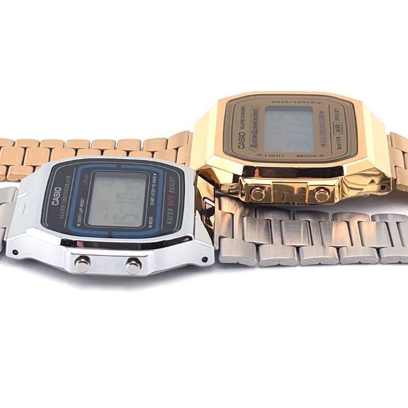 【美品】CASIO カシオ／チープカシオ 2点セット 3298 A168（ゴールド）・593 A164W（シルバー）／クォーツ／ステンレス／ゴールド・シルバー・ブラック