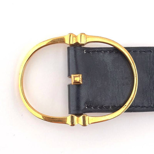 【希少・ヴィンテージ】HERMES エルメス／エトリエ あぶみ オーバル レザー ベルト／GP・レザー／ゴールド・ブラック