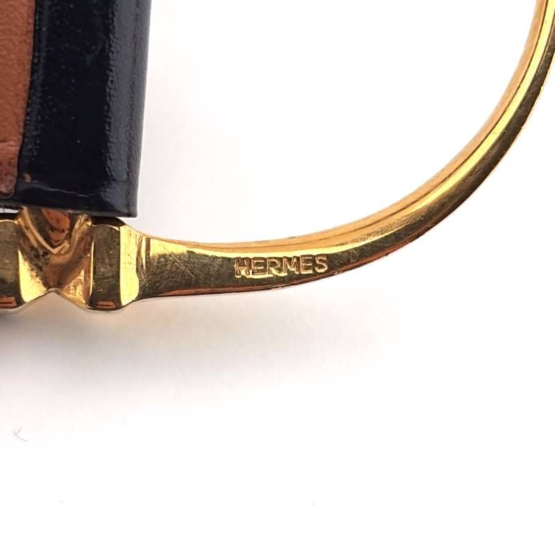 【希少・ヴィンテージ】HERMES エルメス／エトリエ あぶみ オーバル レザー ベルト／GP・レザー／ゴールド・ブラック