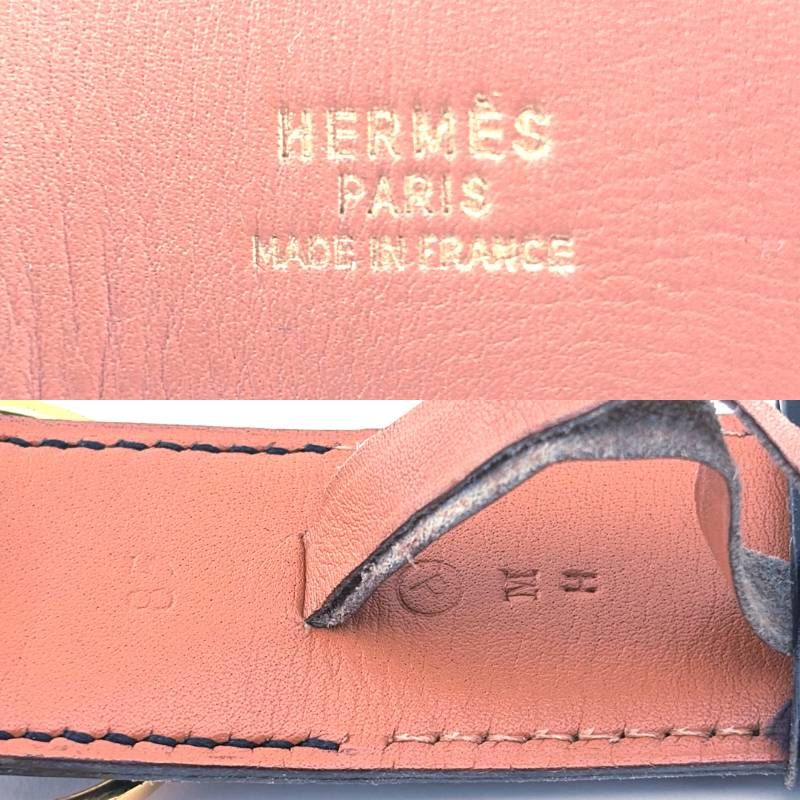 【希少・ヴィンテージ】HERMES エルメス／エトリエ あぶみ オーバル レザー ベルト／GP・レザー／ゴールド・ブラック