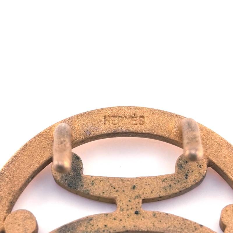 HERMES エルメス／ダブルH サークルバックル レザー ベルト／GP・レザー／ゴールド・ブラック