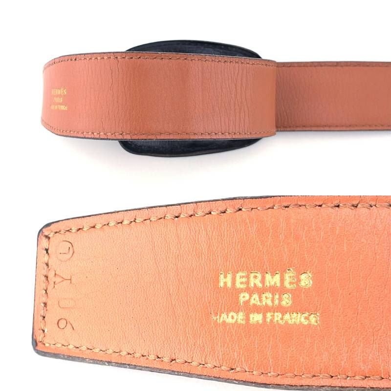 【希少・ヴィンテージ】HERMES エルメス／ホースビット 馬具 レザー ベルト／GP・レザー／ゴールド・ブラック
