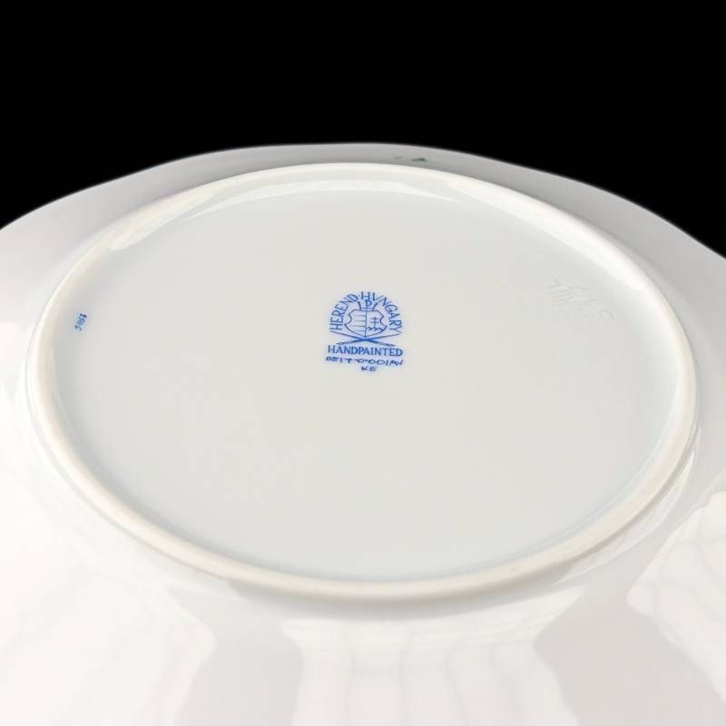 【美品】HEREND ヘレンド／アポニーグリーン ペア デザートプレート 2枚／ポーセリン／ホワイト・グリーン・ゴールド