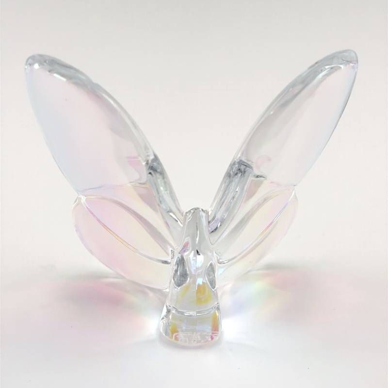 【美品】BACCARAT バカラ／ラッキーバタフライ オーロラ フィギュリン／クリスタルグラス／クリア・オーロラ／BC686