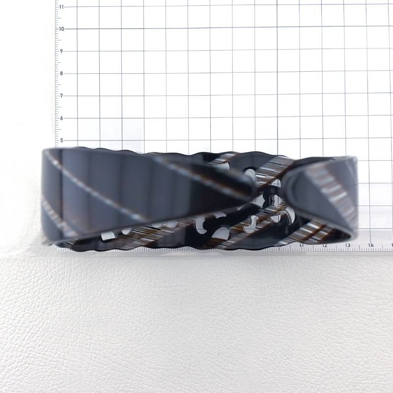 【美品】ALEXANDRE DE PARIS アレクサンドルドゥパリ／アラベスクデザイン ワイド カチューシャ／アセテート／ブラック・ブラウン