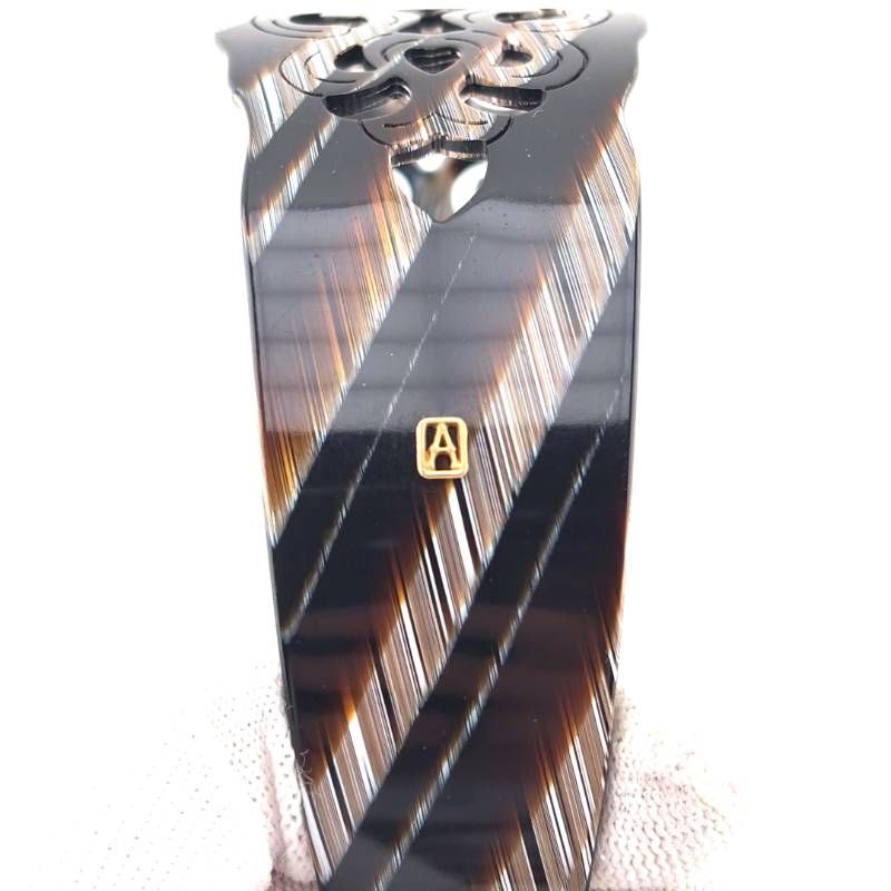 【美品】ALEXANDRE DE PARIS アレクサンドルドゥパリ／アラベスクデザイン ワイド カチューシャ／アセテート／ブラック・ブラウン