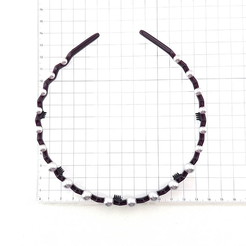 【美品】ALEXANDRE DE PARIS アレクサンドルドゥパリ／ジグソーデザイン カチューシャ／アセテート・フェイクパール・カラーストーン／バイオレット