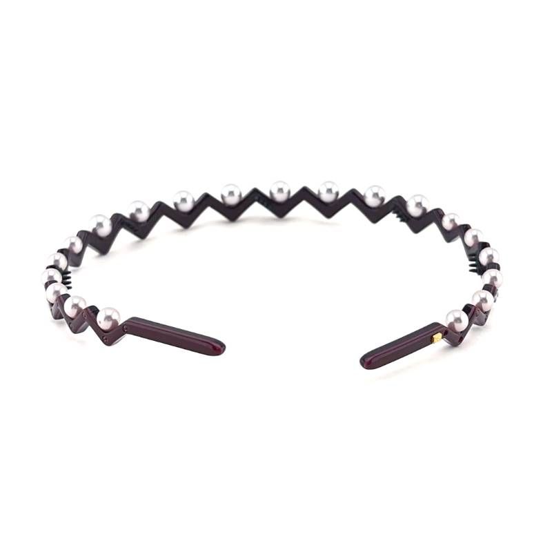 【美品】ALEXANDRE DE PARIS アレクサンドルドゥパリ／ジグソーデザイン カチューシャ／アセテート・フェイクパール・カラーストーン／バイオレット