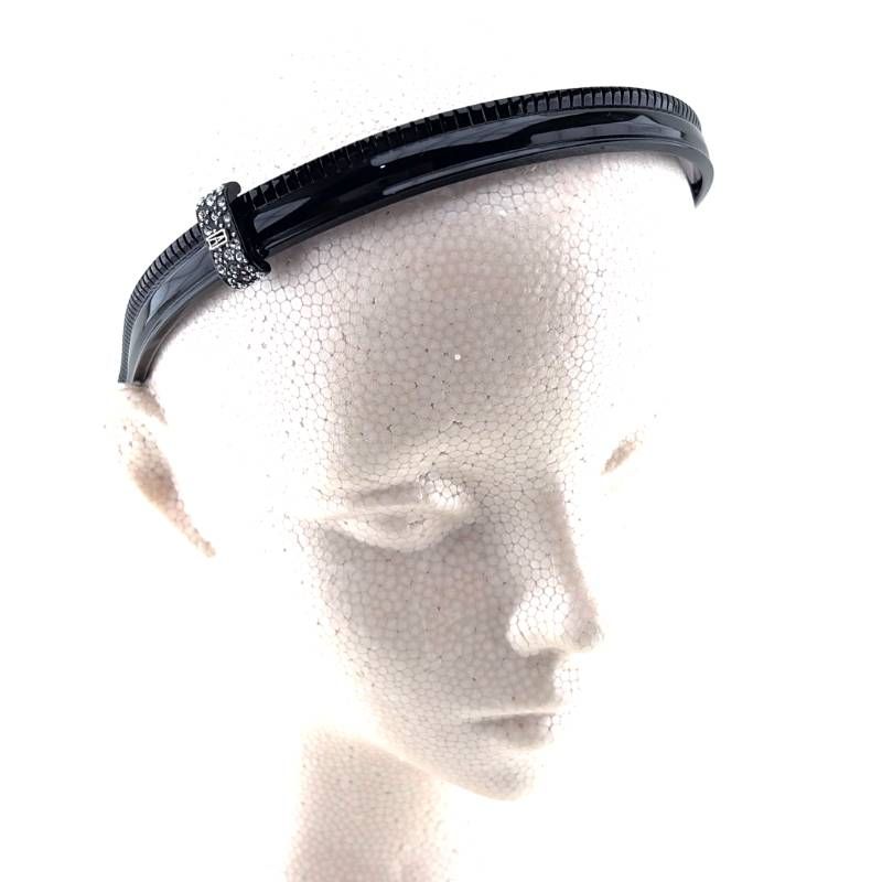 【美品】ALEXANDRE DE PARIS アレクサンドルドゥパリ／スワロフスキークリスタル カチューシャ／アセテート・スワロフスキークリスタル／ブラック