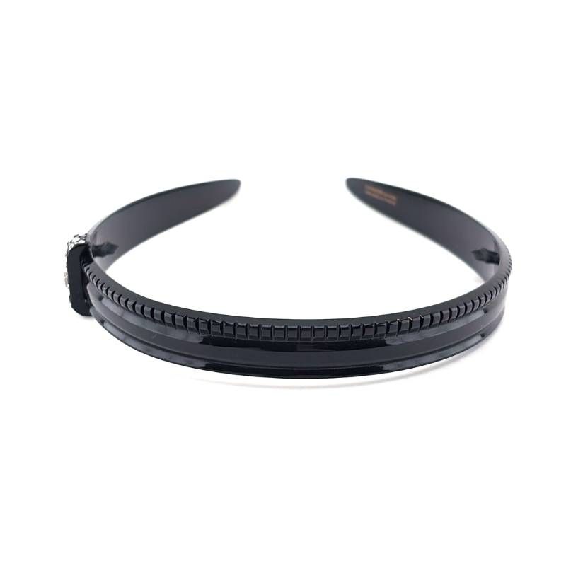【美品】ALEXANDRE DE PARIS アレクサンドルドゥパリ／スワロフスキークリスタル カチューシャ／アセテート・スワロフスキークリスタル／ブラック